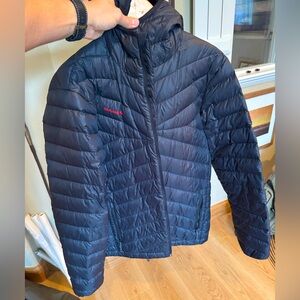 MAMMUT PUFFER HOODIE XL BLACK/RED TRIM FULL ZIP PERFECT CONDITION